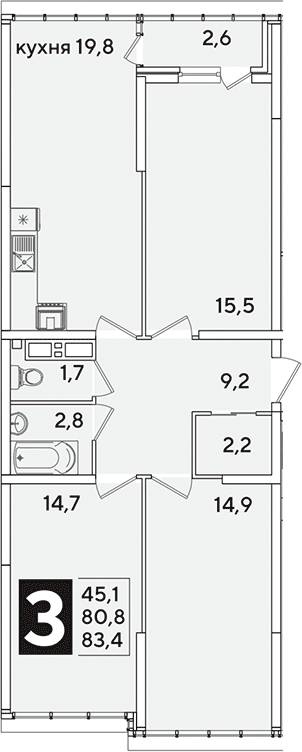 Продается 4-комн. квартира, 83.4 м²