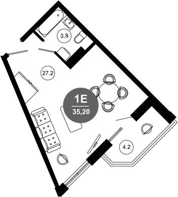Студия, 31 м², 6/10 этаж, ЖК «Гостиничный комплекс GREENMONT»