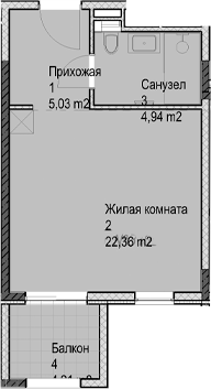 Студия, 32.3 м², 3/6 этаж, ЖК «Гостиничный комплекс Николай 1»