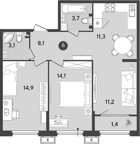 Продается 3-комн. квартира, 66.4 м²