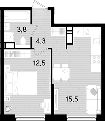Продается 1-комн. квартира, 36.1 м²