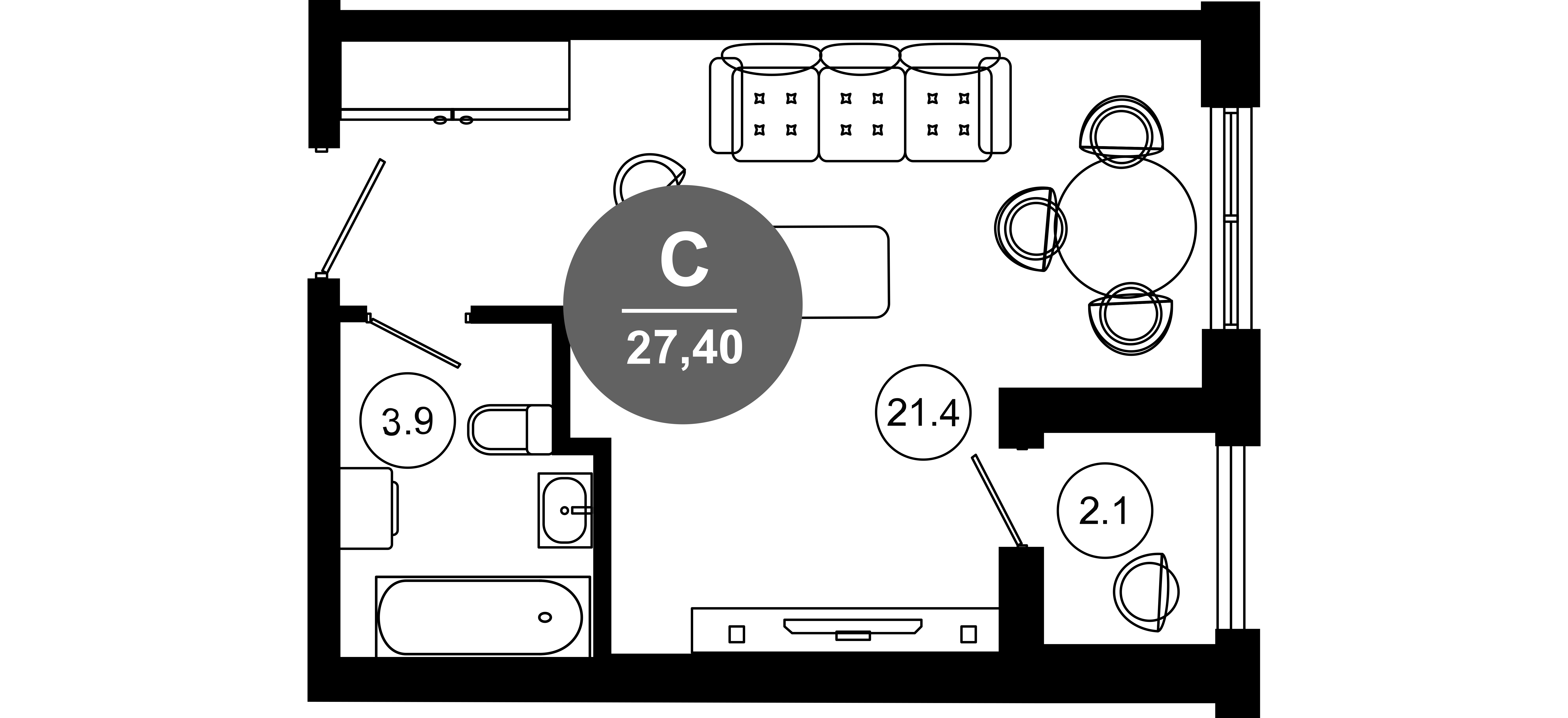 Студия, 25.3 м², 3/10 этаж, ЖК «Гостиничный комплекс GREENMONT»