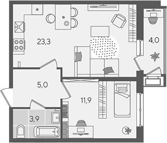 Продается 2-комн. квартира, 44.1 м²