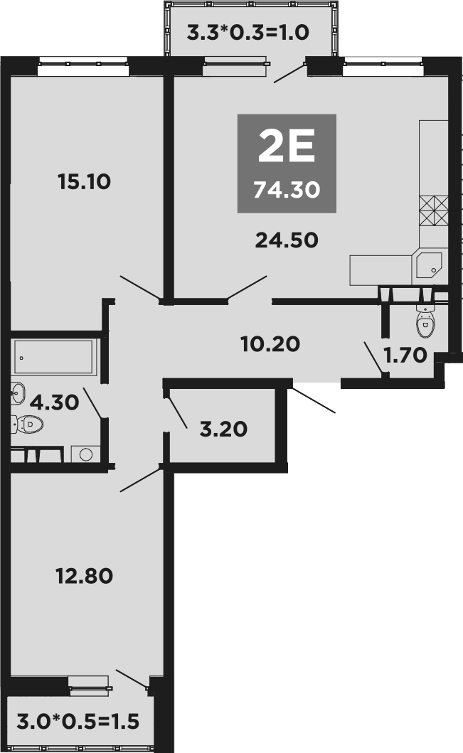 3-комн., 71.7 м², 18/20 этаж, ЖК «НЕО-квартал Красная площадь»