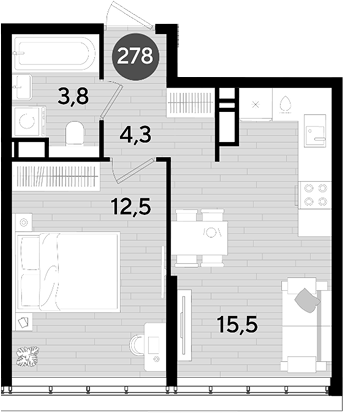 Продается 1-комн. квартира, 36.1 м²