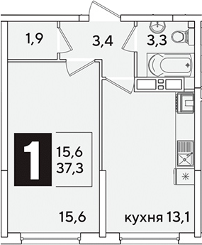 Продается 1-комн. квартира, 37.3 м²