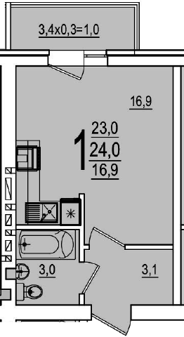 Продается 1-комн. квартира, 23 м²