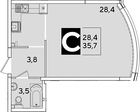 Продается 1-комн. квартира, 35.7 м²