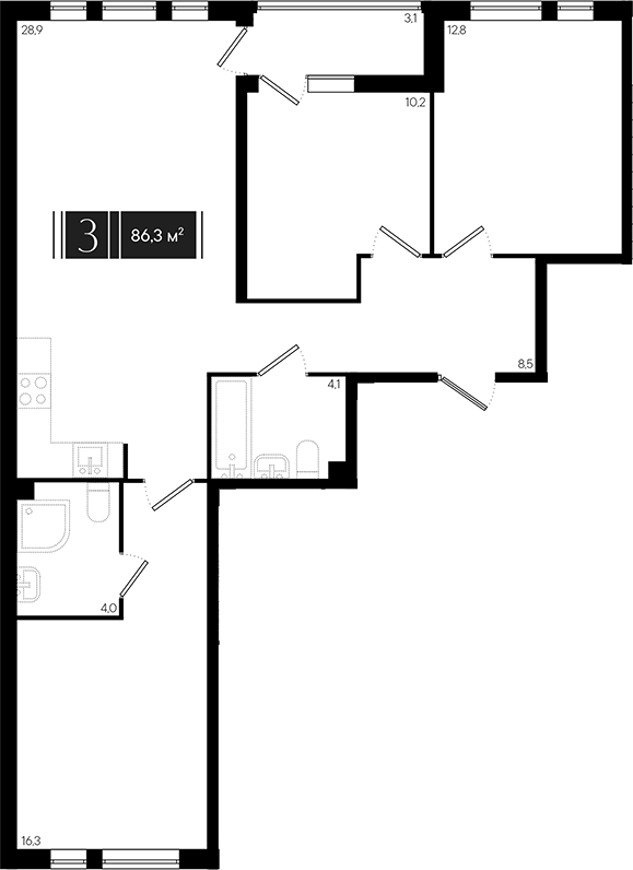 4+ комнаты, 84.75 м², 2/18 этаж, ЖК «Эрмитаж»