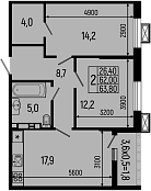 2-комн., 62 м², 11/13 этаж, ЖК «Звезды»