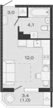 Продается 1-комн. квартира, 19.1 м²