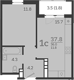Продается 2-комн. квартира, 36 м²