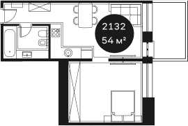 Объект, 54.32 м², 2/4 этаж, ЖК «Резиденция Волна»