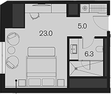 Студия, 34.3 м², 4/4 этаж, ЖК «Benefit Sky Breeze Sochi»
