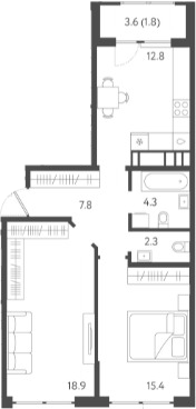 2-комн., 61.5 м², 5/24 этаж, ЖК «Все Свои VIP»