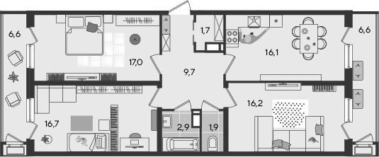 4+ комнаты, 82.2 м², 24/24 этаж, ЖК «Рекорд»