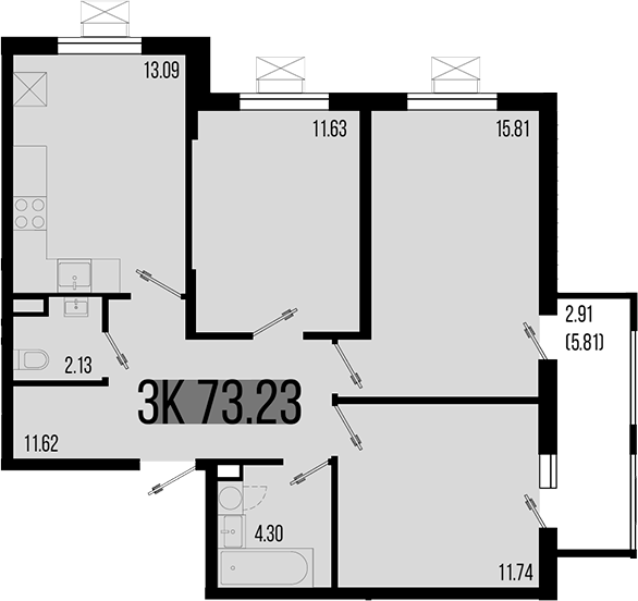 Продается 3-комн. квартира, 71.34 м²