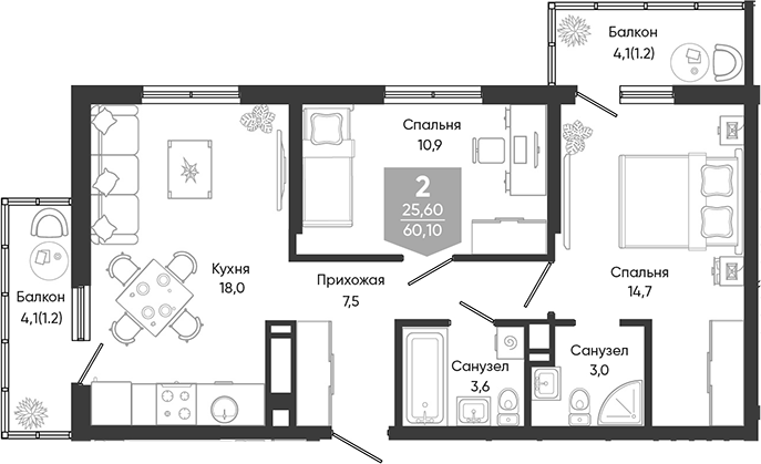 3-комн. Облака
