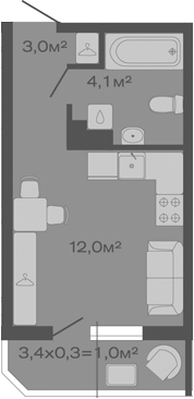 Продается 1-комн. квартира, 19.1 м²