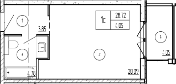Продается 1-комн. квартира, 28.72 м²