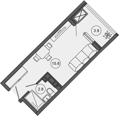 Студия, 18.4 м², 10/10 этаж, ЖК «Гостиничный комплекс GREENMONT»