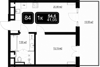 Продается 2-комн. квартира, 41.05 м²