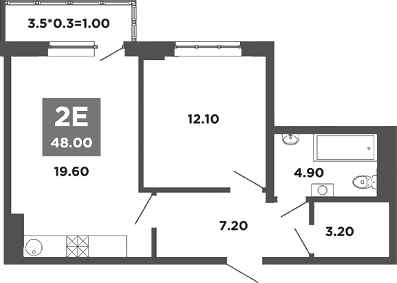 2-комн., 47 м², 4/20 этаж, ЖК «НЕО-квартал Красная площадь»