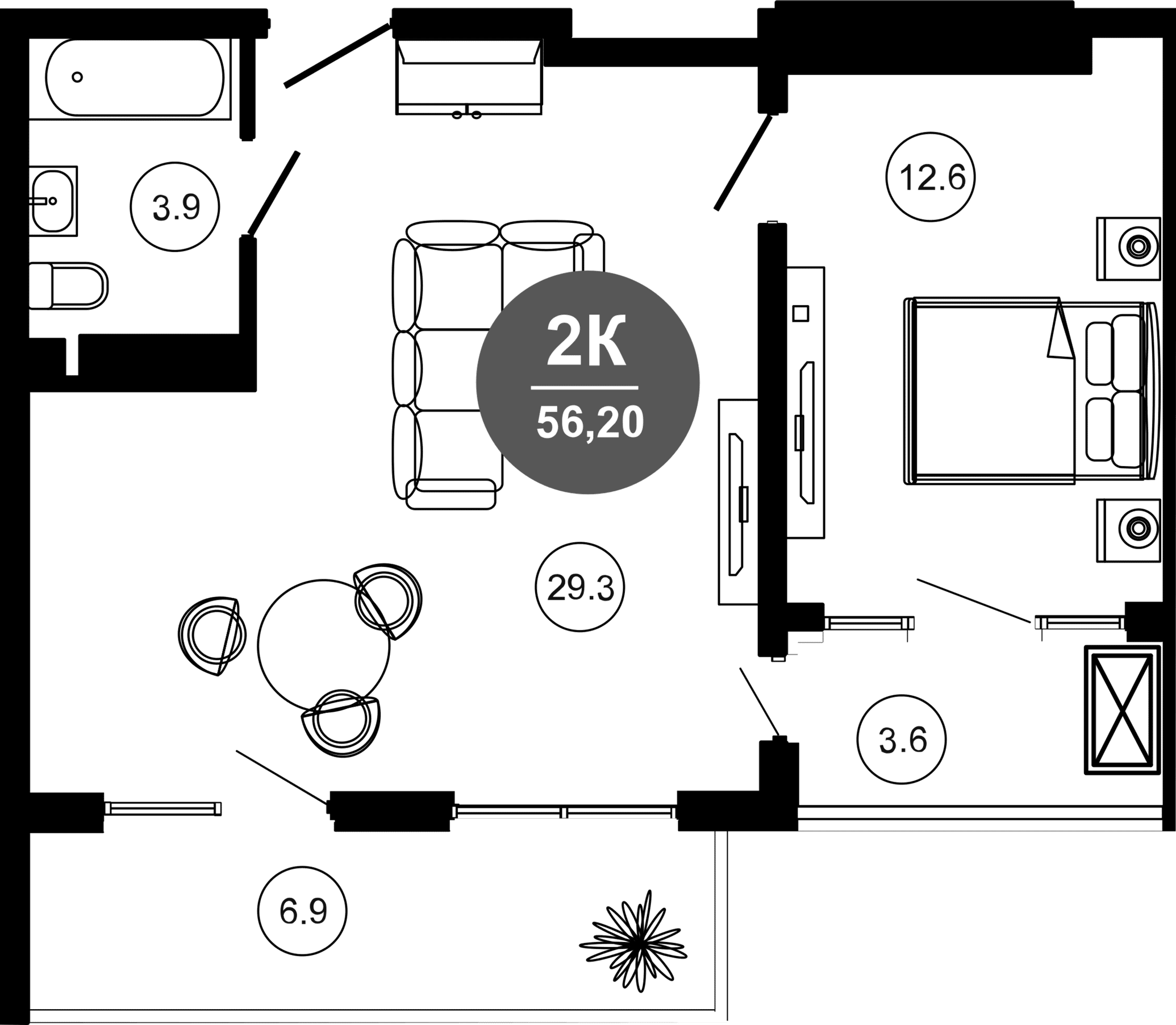 2-комн. Гостиничный комплекс GREENMONT