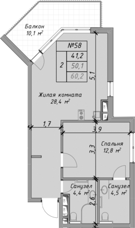 2-комн. Оазис Азова