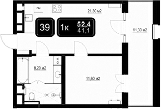 Продается 2-комн. квартира, 41.1 м²