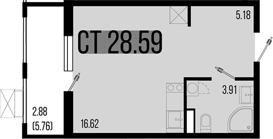 Продается 1-комн. квартира, 26.75 м²