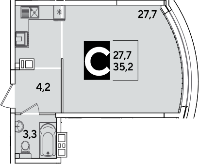 Продается 1-комн. квартира, 35.2 м²