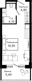 Студия, 27.7 м², 5/8 этаж, ЖК «Курортный отель Алеан Селект Агой»