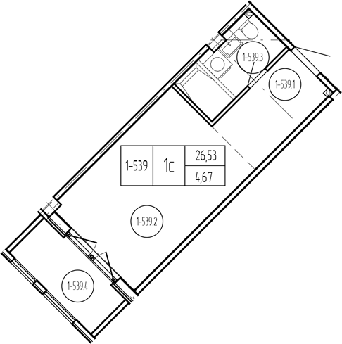 Продается 1-комн. квартира, 26.53 м²