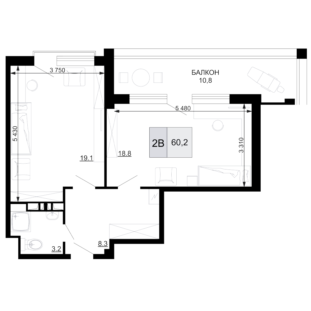 Продается 2-комн. квартира, 49.4 м²