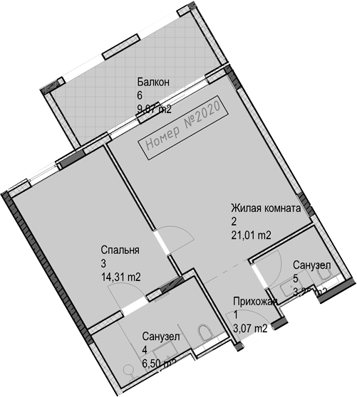 2-комн., 48.1 м², 2/6 этаж, ЖК «Гостиничный комплекс Николай 1»