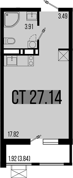 Студия, 25.22 м², 3/8 этаж, ЖК «Цветной бульвар»