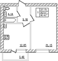 Продается 1-комн. квартира, 39.69 м²