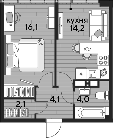 Продается 1-комн. квартира, 40.5 м²