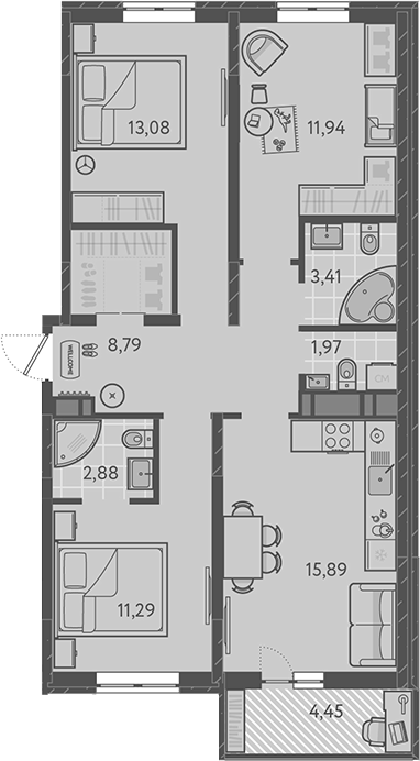 4+ комнаты, 72.32 м², 9/9 этаж, ЖК «Теплые края»