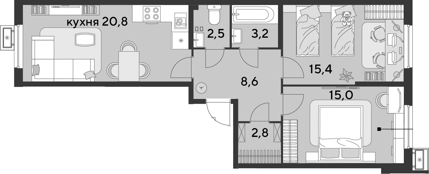 Продается 3-комн. квартира, 68.3 м²