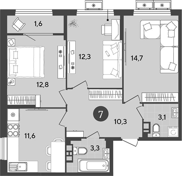 Продается 3-комн. квартира, 68.1 м²