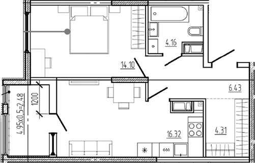 Продается 2-комн. квартира, 45.32 м²