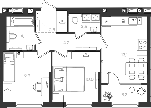 Продается 2-комн. квартира, 47.1 м²