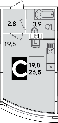 Продается 1-комн. квартира, 26.5 м²