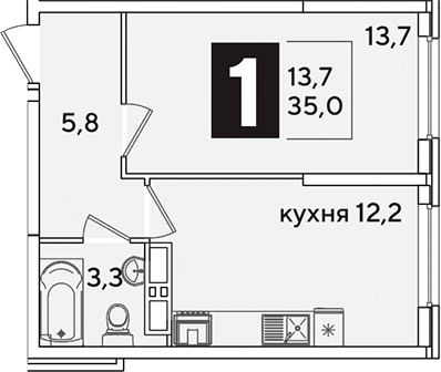 Продается 1-комн. квартира, 35 м²