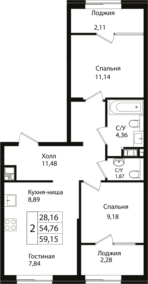 Продается 3-комн. квартира, 54.4 м²