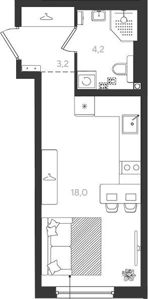 Продается 1-комн. квартира, 25.4 м²