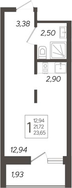 Студия, 21.72 м², 3/19 этаж, ЖК «Кислород»