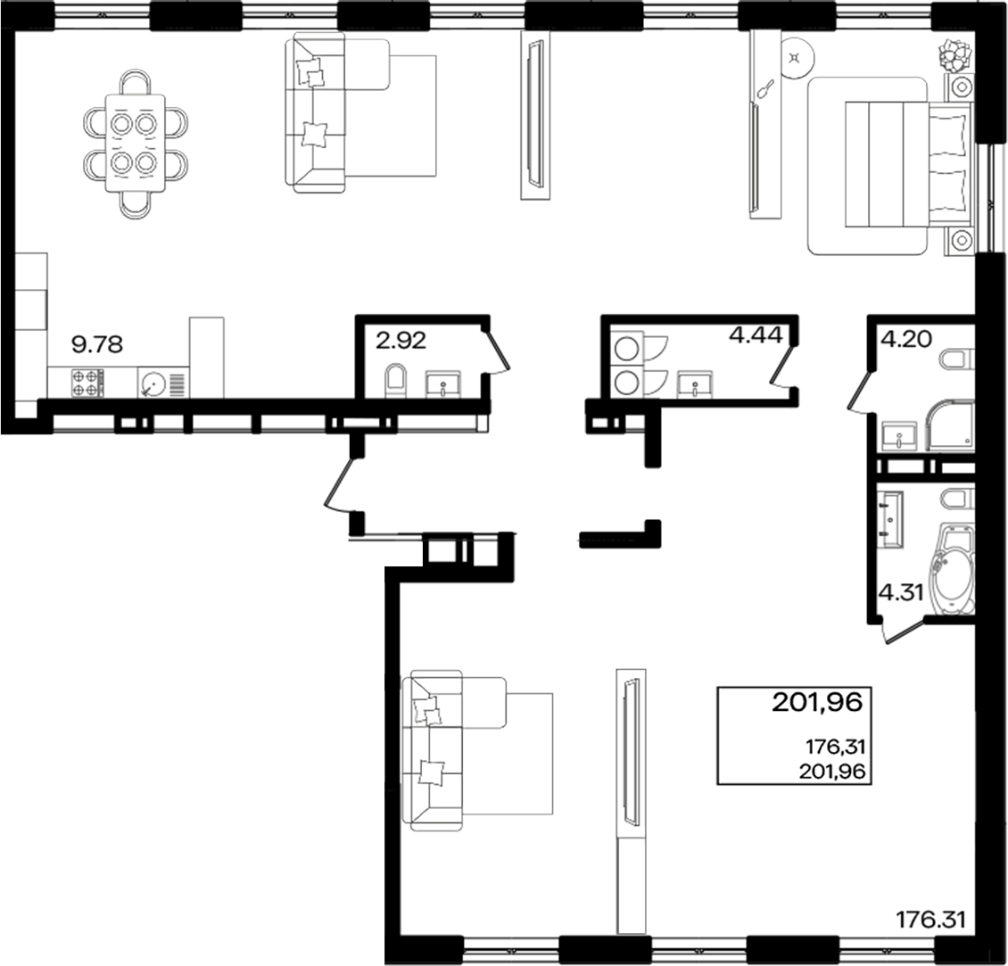 Продается 1-комн. квартира, 201.96 м²